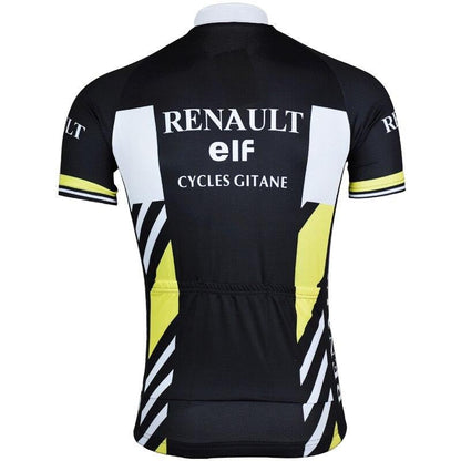 Maillots de l'équipe cycliste Renault Gitane (orange, jaune, noir)