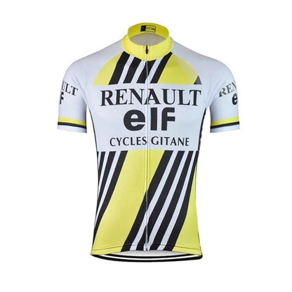 Maillots de l'équipe cycliste Renault Gitane (orange, jaune, noir)