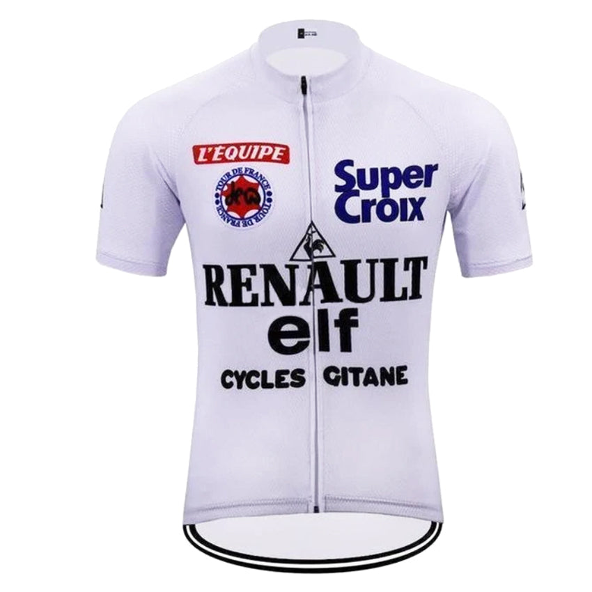 Maillots de cyclisme rétro blancs Renault elf