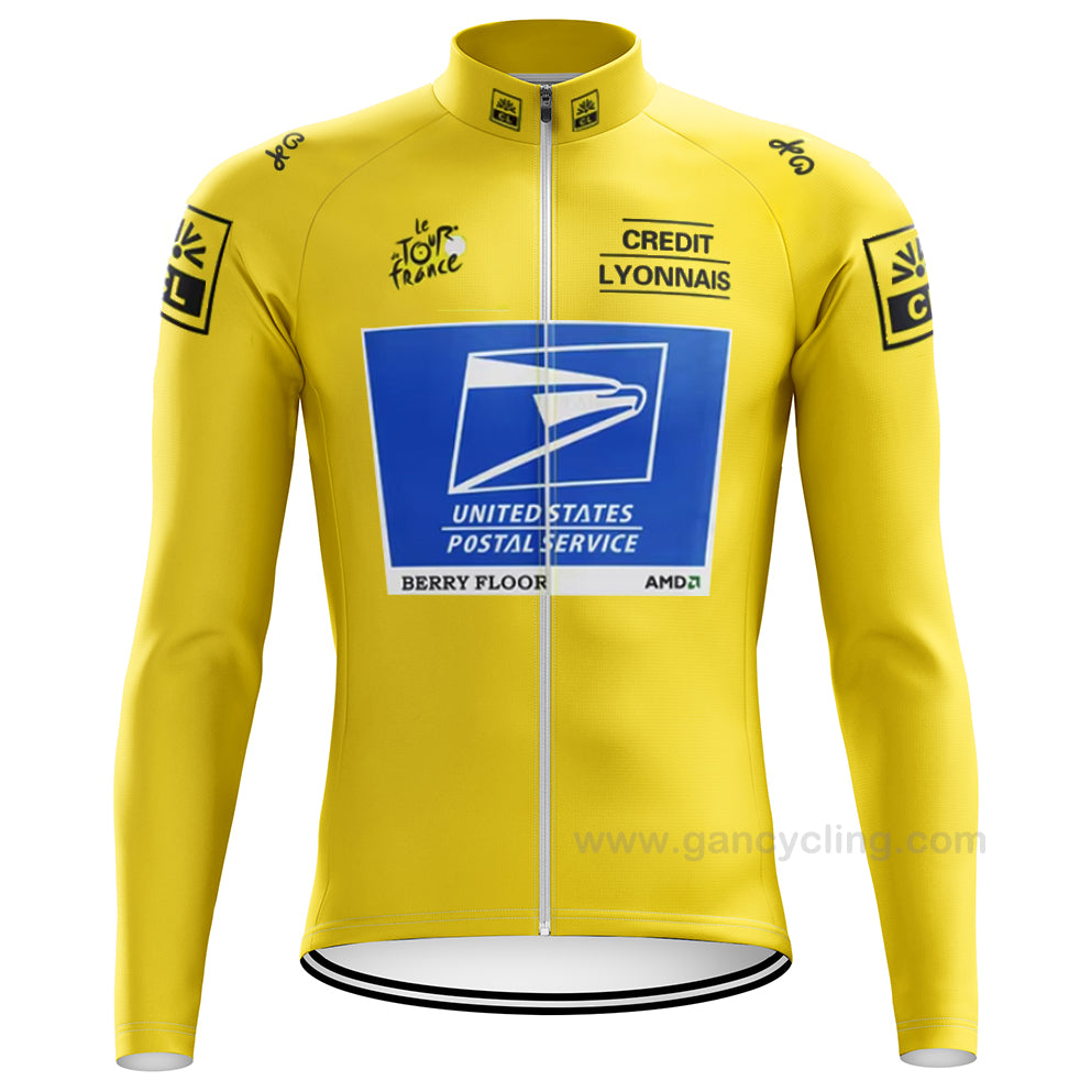 Tour de France US Postal Service Yellow Retro Long Jersey Cycling Jersey