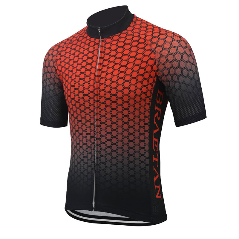 Men cycling jersey short sleeve red summer breathable ride clothing