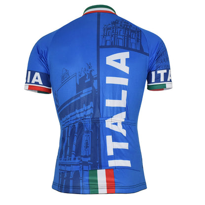 Italian cycling jersey blue summer short sleeves bicycle clothing