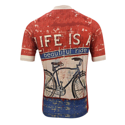 Life is a beautiful ride retro cycling jersey men short sleeve bike ware clothing