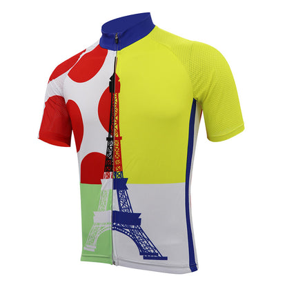 Paris cycling jersey men short sleeve summer