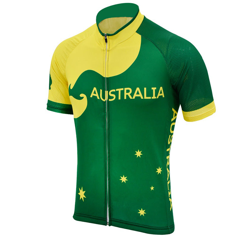 Australia cycling jerseys green men short sleeve bicycle clothing