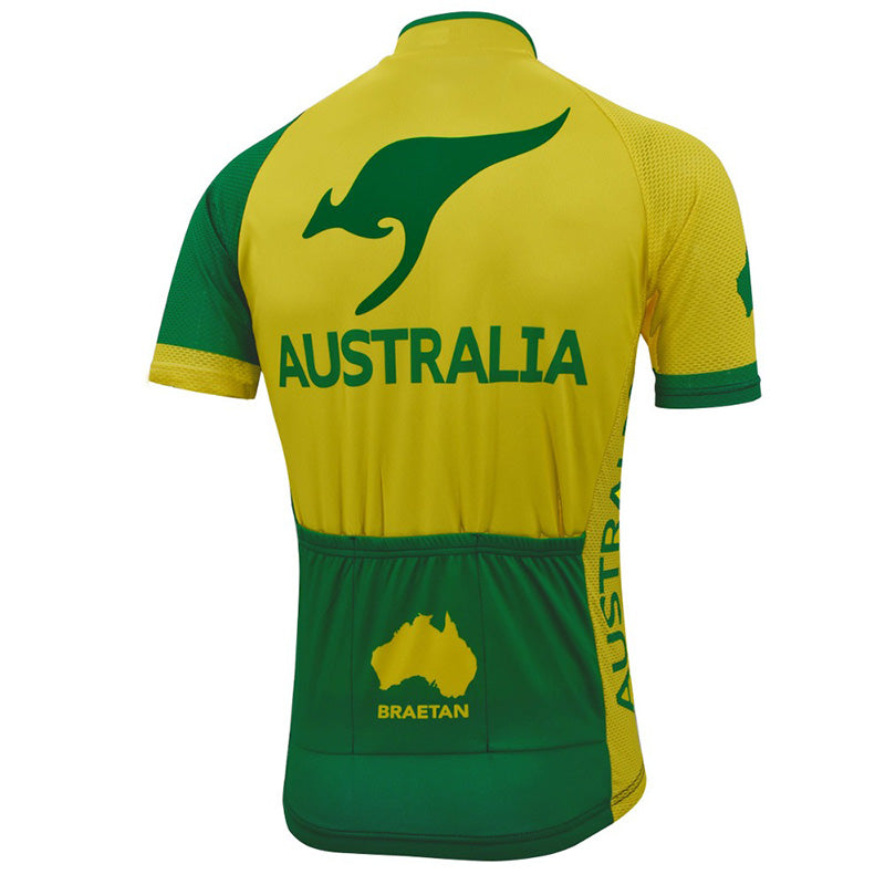 Australia cycling jerseys green men short sleeve bicycle clothing