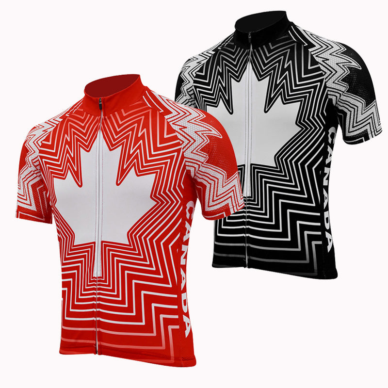 Canadian National Team Cycling Jersey short sleeve red and black cycling tops