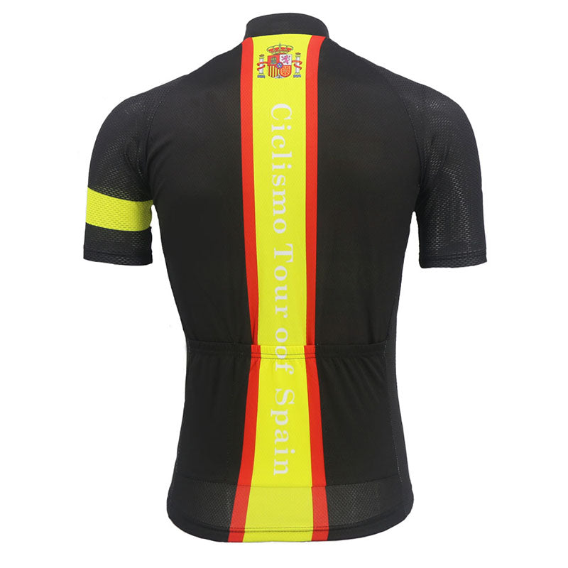 Tour of spain men cycling jerseys short sleeve black mtb clothing ciclismo