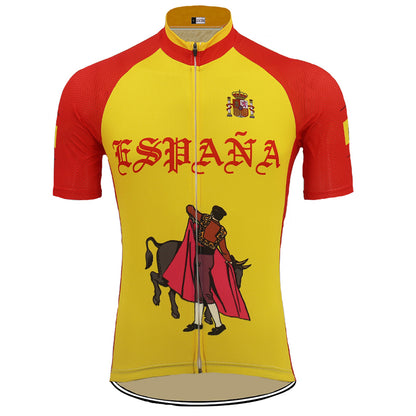 Spain men's cycling jersey short sleeve yellow mtb wear clothes