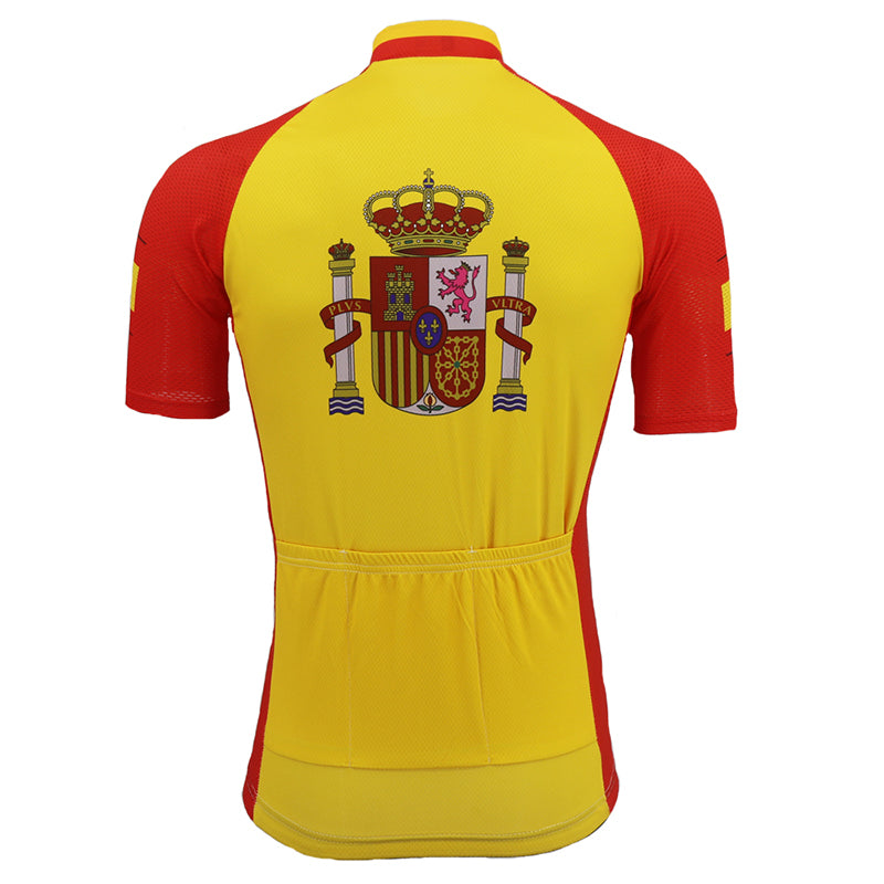 Spain men's cycling jersey short sleeve yellow mtb wear clothes