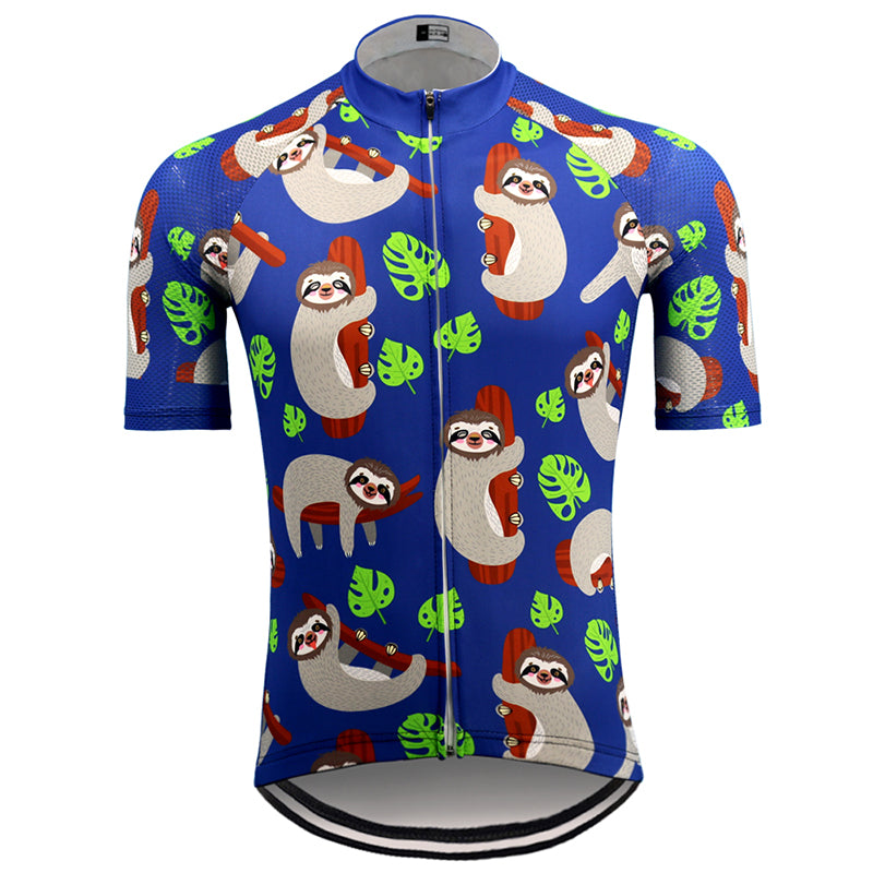 sloth cycling jersey men summer short sleeve breathable and quick-drying