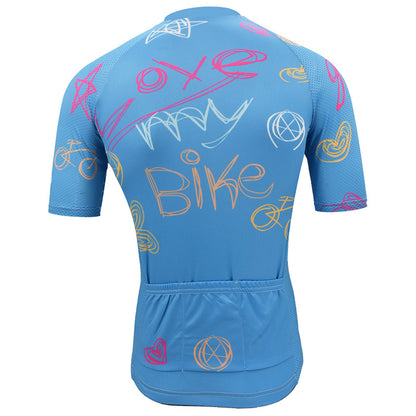 Love My Bike Women's Sky Blue Cycling Jersey Short Sleeve MTB Clothing