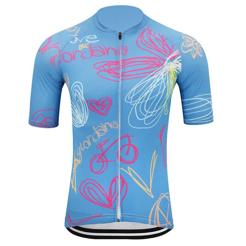 Love My Bike Women's Sky Blue Cycling Jersey Short Sleeve MTB Clothing